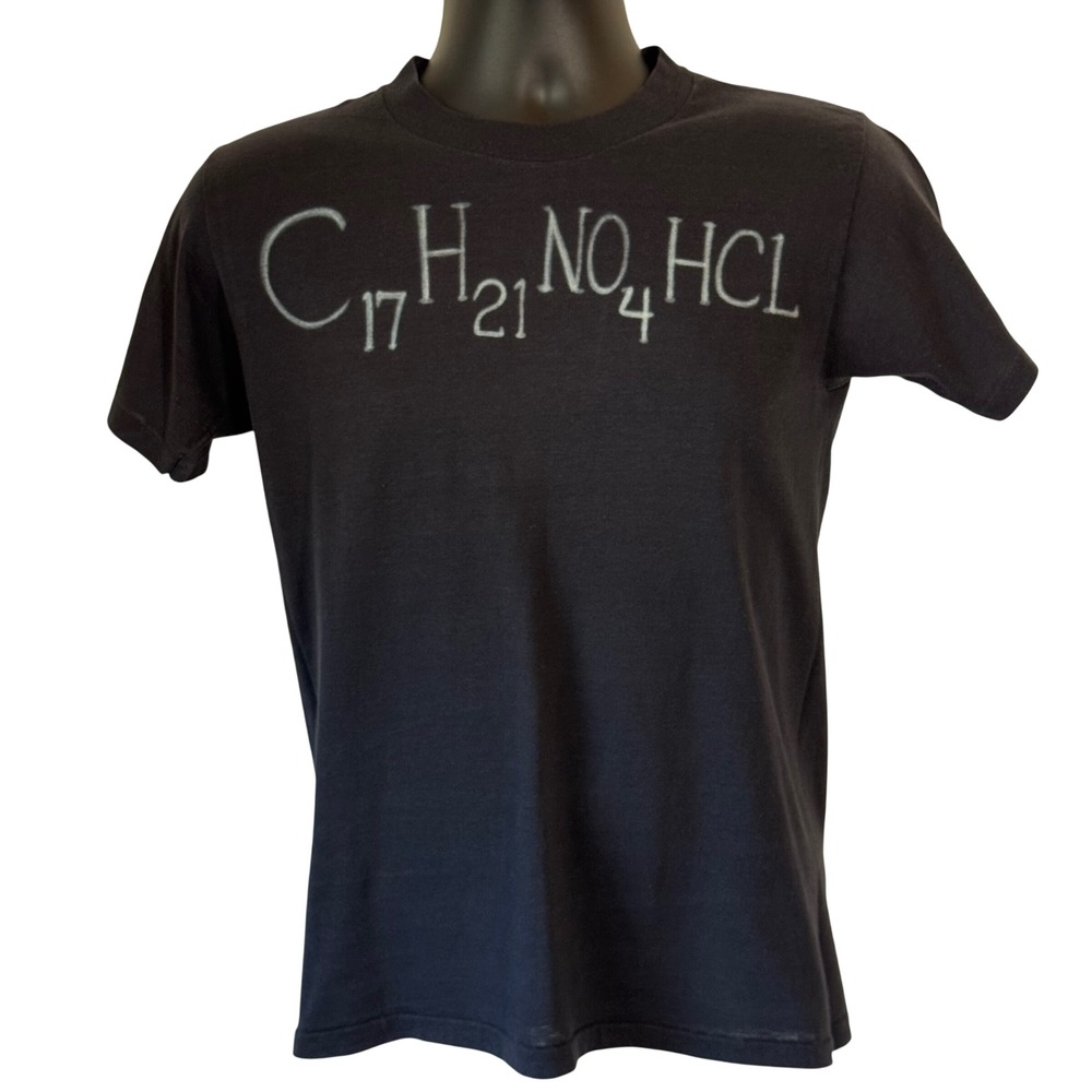 Vintage Sneakers Cocaine Chemical Formula T-Shirt Black 80s Single Stitch Medium
